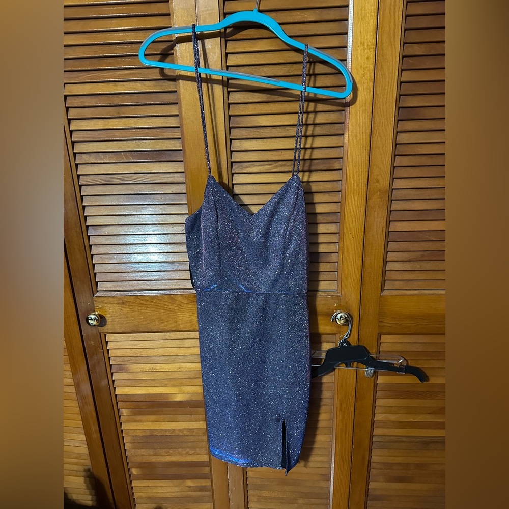 Macy's Sparkling Strapless Dress in Midnight Blue